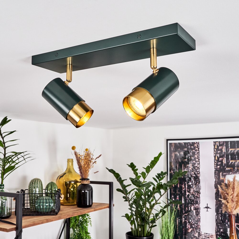 Campanas Plafondlamp Groen, Messing, 2-lichts main product photo