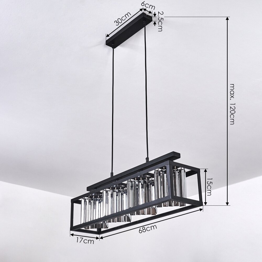 Barracon Hanglamp Zwart, 4-lichts