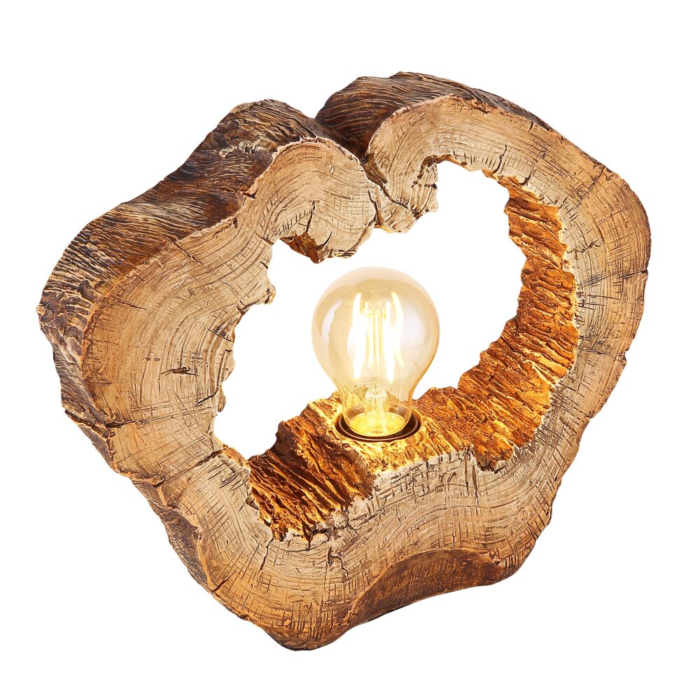 Globo VINZENZ Tafellamp Bruin, houtlook, 1-licht main product photo