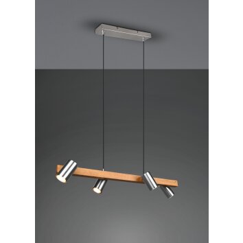 Trio MARLEY Hanglamp Natuurlijke kleuren, Nikkel mat, 4-lichts
