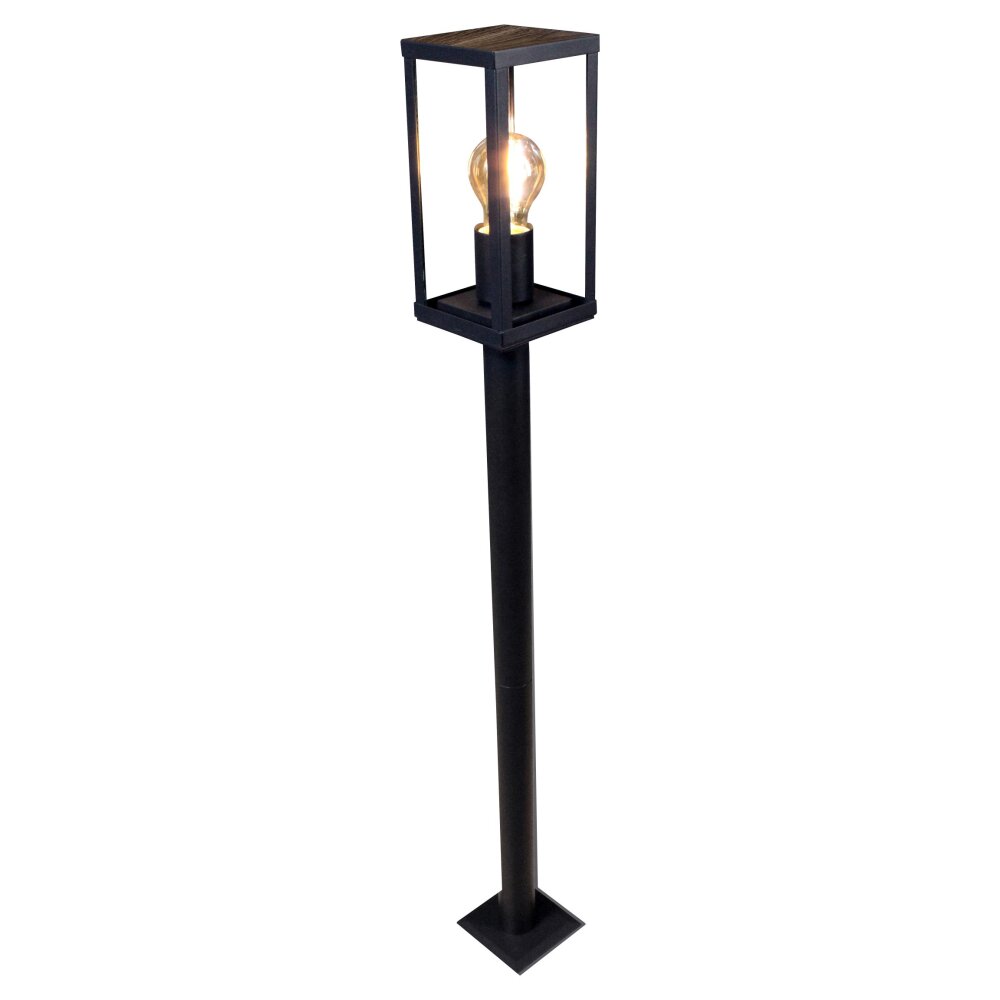 Lutec KARO Padverlichting houtlook, Zwart, 1-licht main product photo