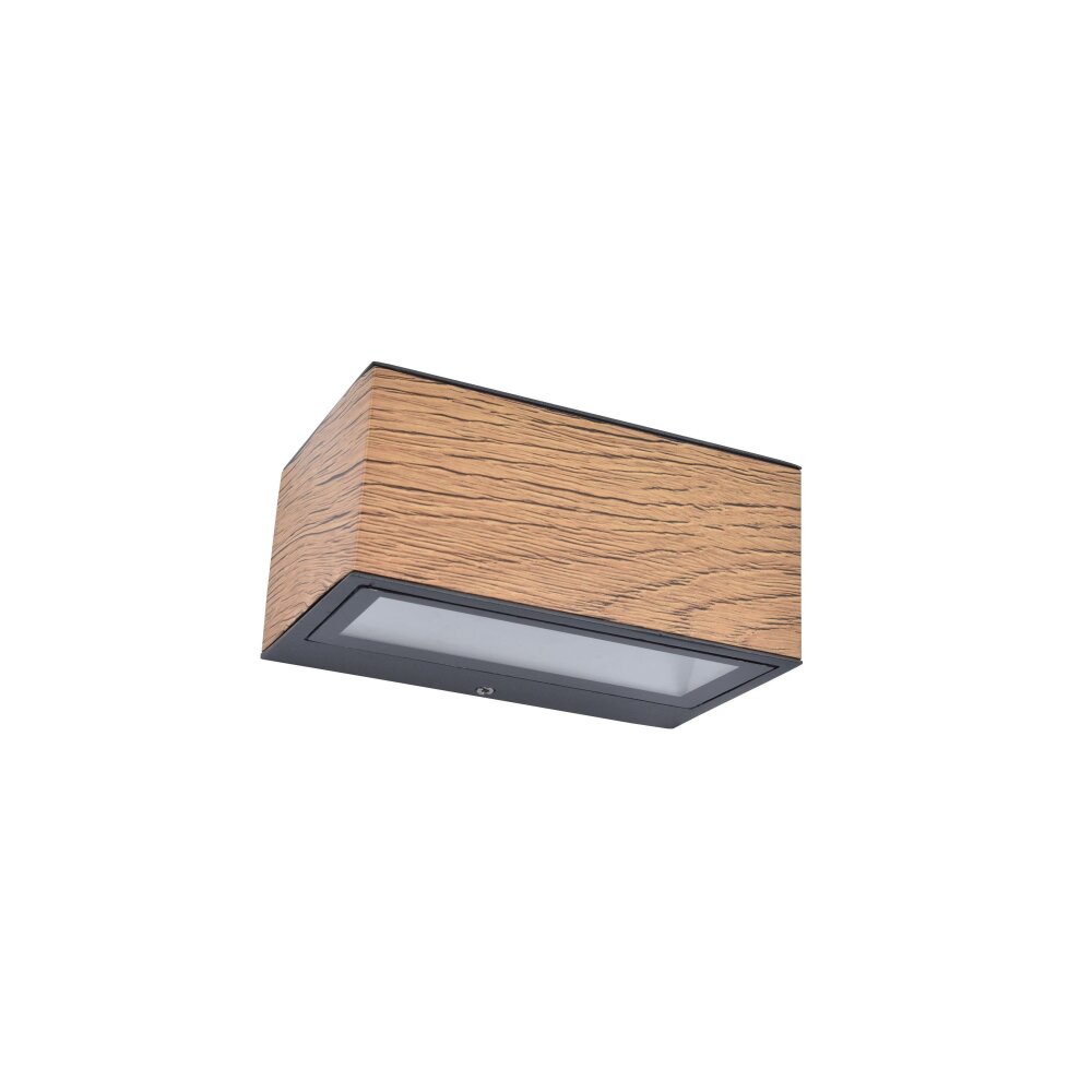 Lutec Gemini Buiten muurverlichting LED Antraciet, houtlook, 1-licht main product photo