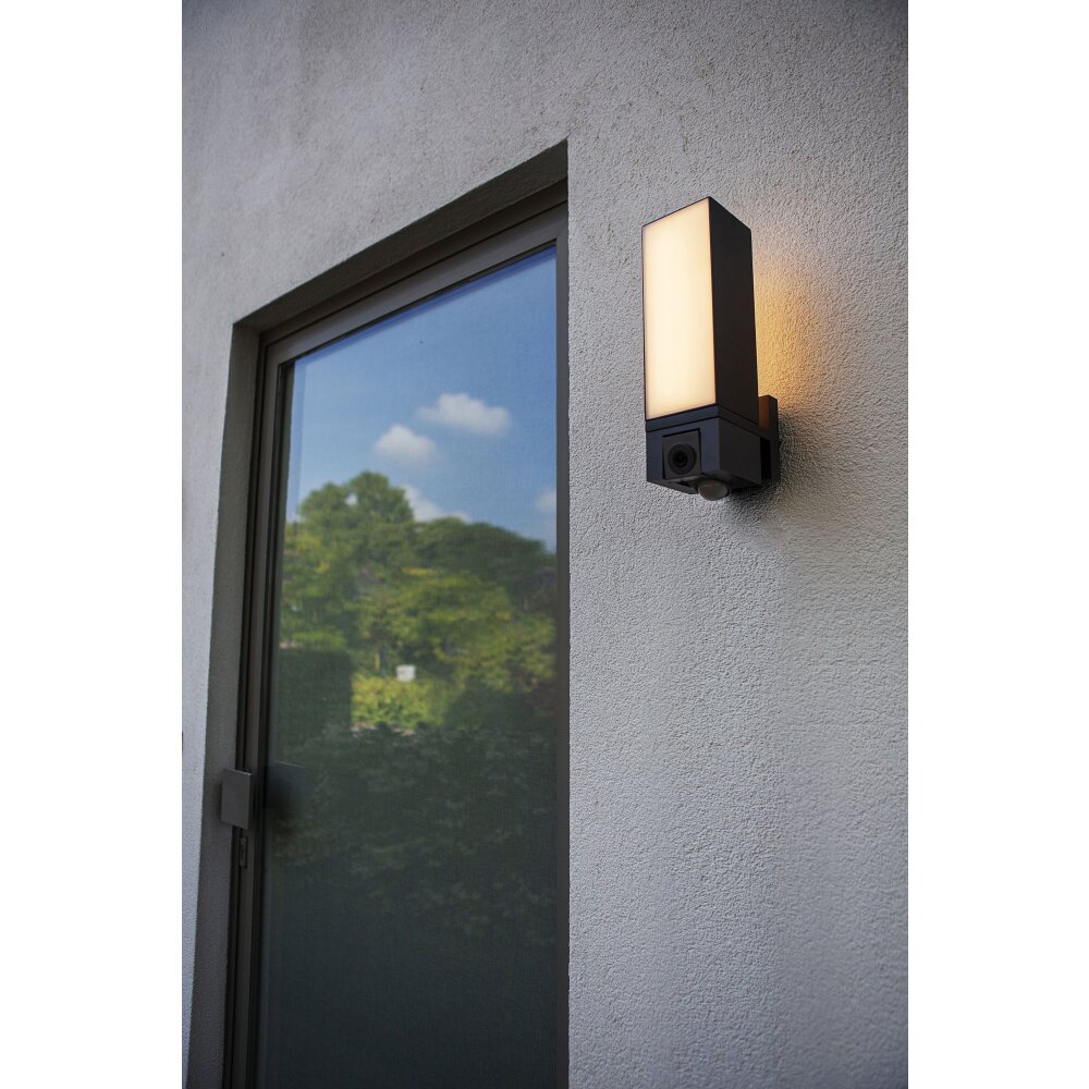 Lutec CUBA Buiten muurverlichting LED Antraciet, 1-licht, Bewegingsmelder main product photo