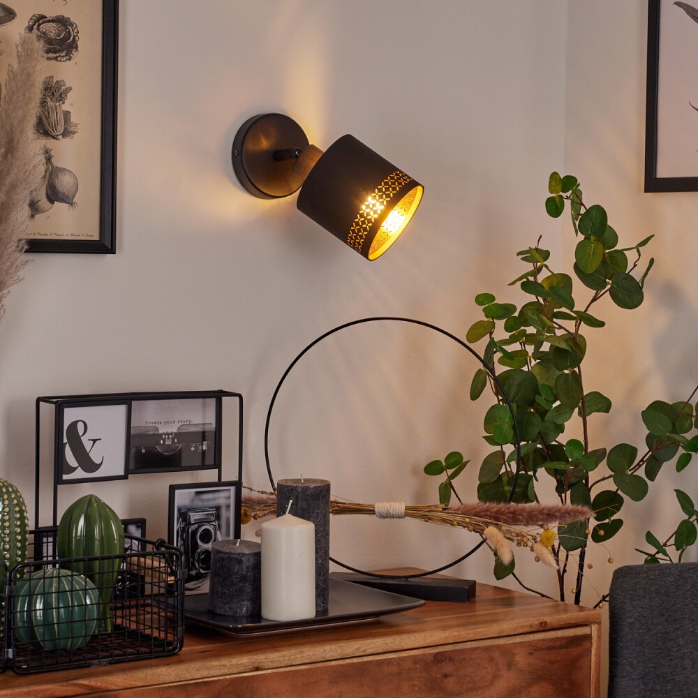 Ecuador Muurlamp Zwart, 1-licht