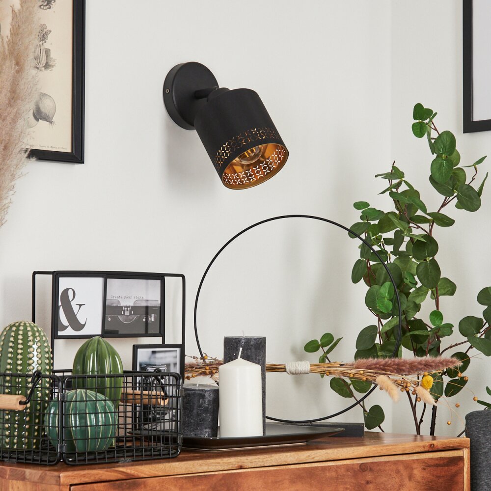 Ecuador Muurlamp Zwart, 1-licht