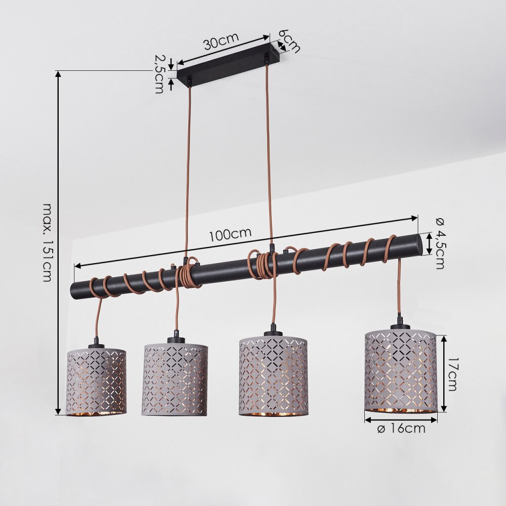 Tallaboa Hanglamp Bruin, Zwart, 4-lichts