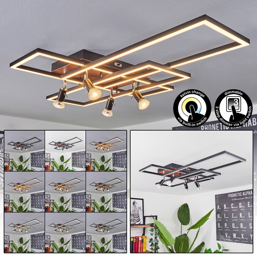 Deadwood Plafondlamp LED Zwart, Wit, 6-lichts main product photo