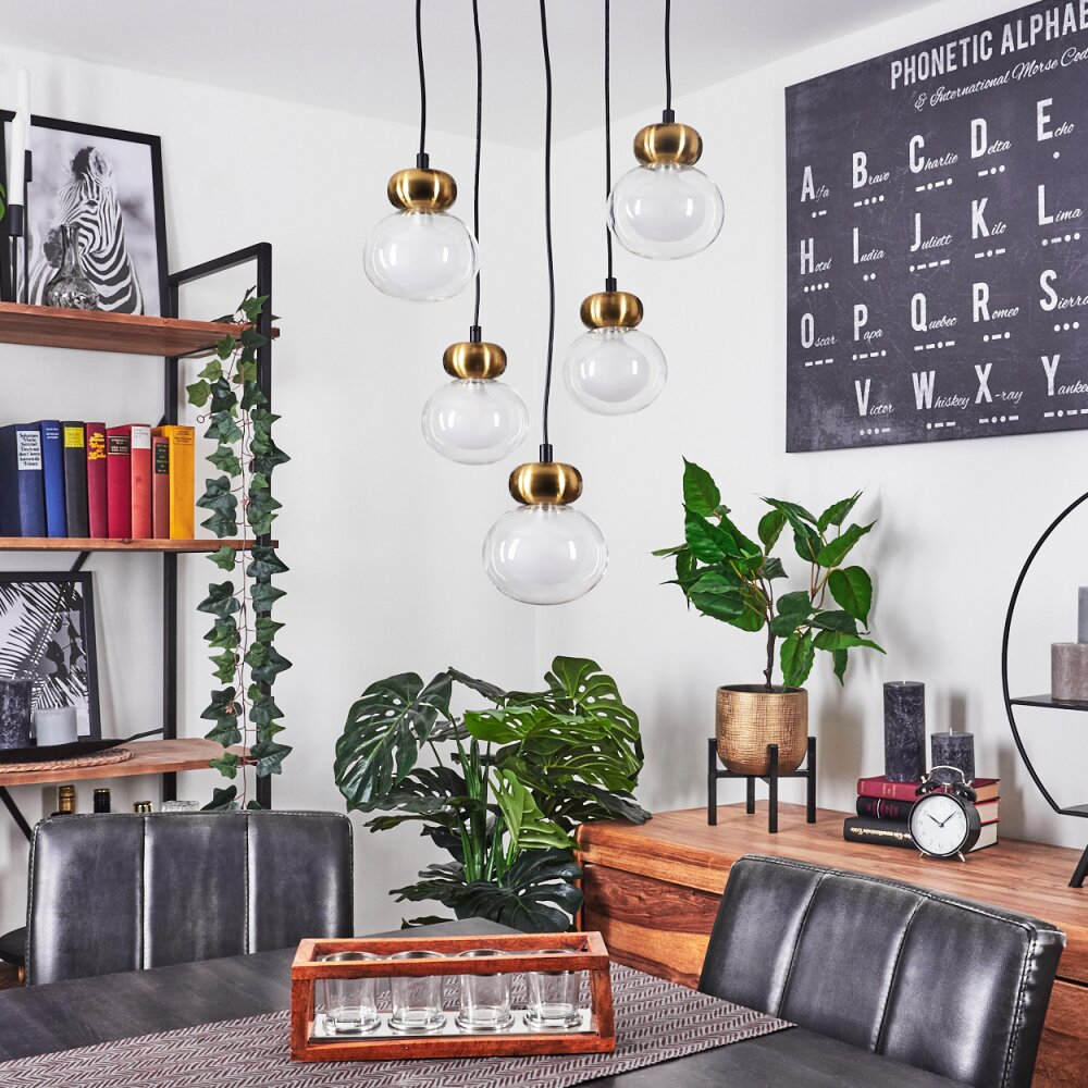 Arusi Hanglamp Brons, Zwart, 5-lichts