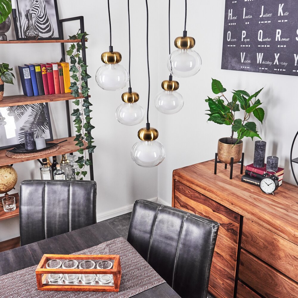 Arusi Hanglamp Brons, Zwart, 5-lichts