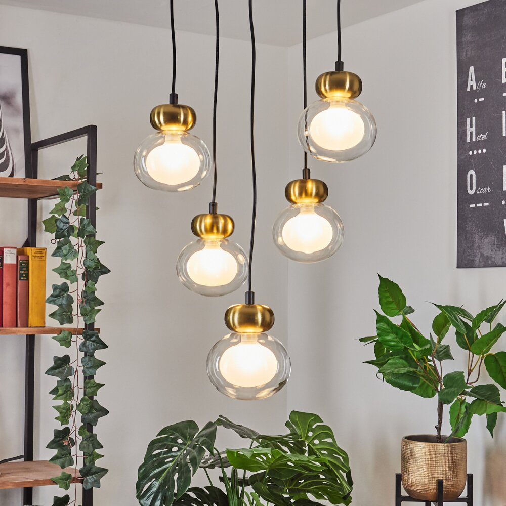 Arusi Hanglamp Brons, Zwart, 5-lichts