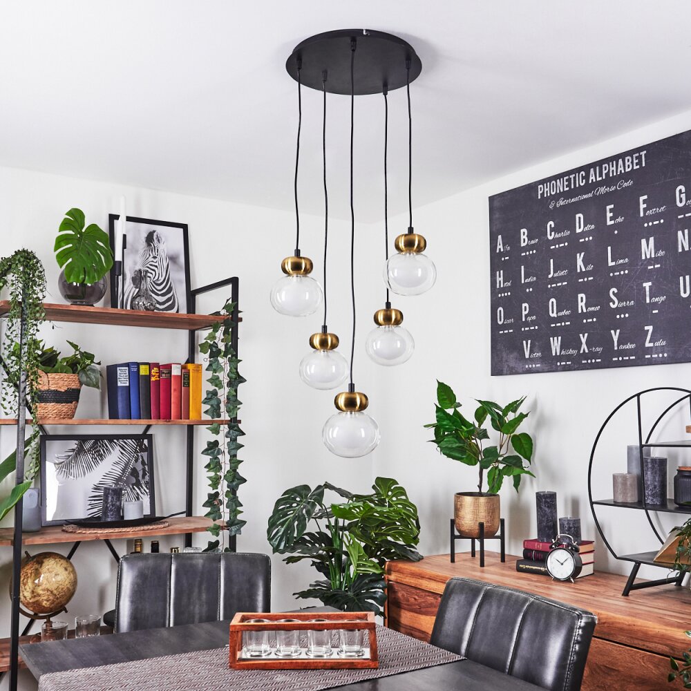 Arusi Hanglamp Brons, Zwart, 5-lichts