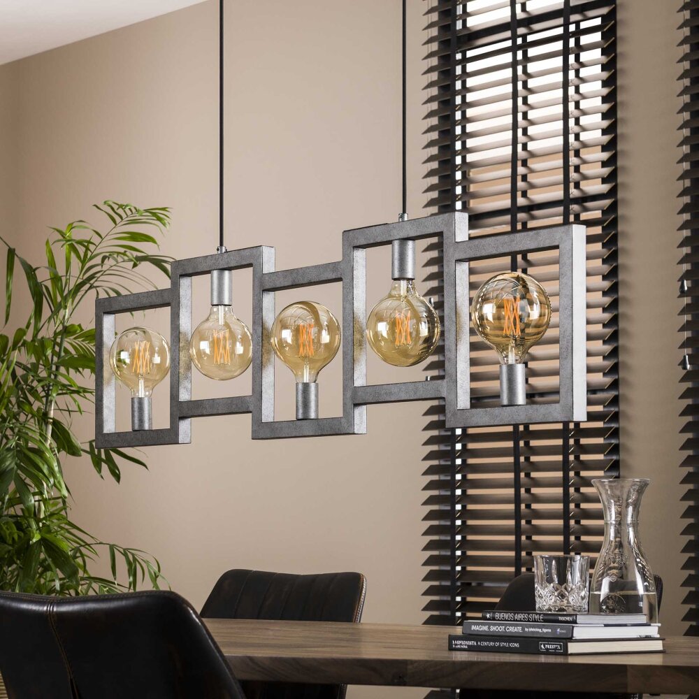 Top Down Hanglamp Oud zilver, 5-lichts