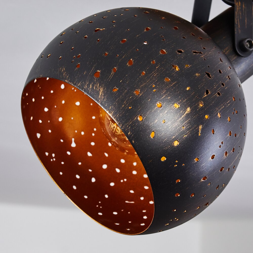 Imana Plafondlamp Hout donker, Zwart, 1-licht