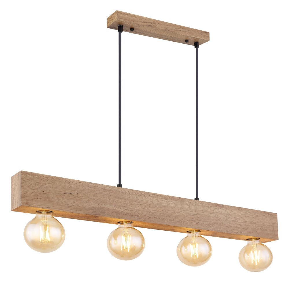 Globo ERNA Hanger Hout licht, Zwart, 4-lichts main product photo