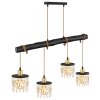 Globo COMMA Hanglamp Messing, Rookkleurig, Zwart, 4-lichts