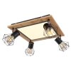 Globo PRISKA Plafondlamp LED Bruin, Chroom, houtlook, Zwart, 5-lichts