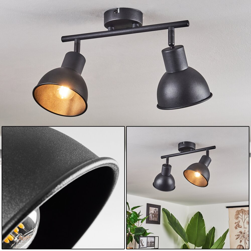 Kansela Plafondlamp Zwart, 2-lichts main product photo