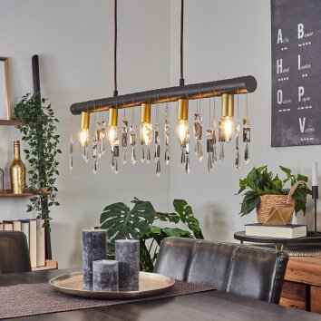 Tenche Hanglamp Goud, Zwart, 5-lichts Tenche Hanglamp Goud, Zwart, 5-lichts