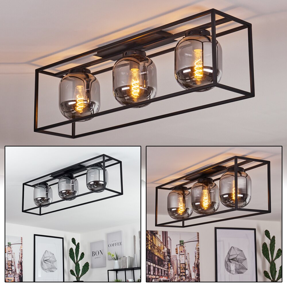 Elvange Plafondlamp Zwart, 3-lichts main product photo