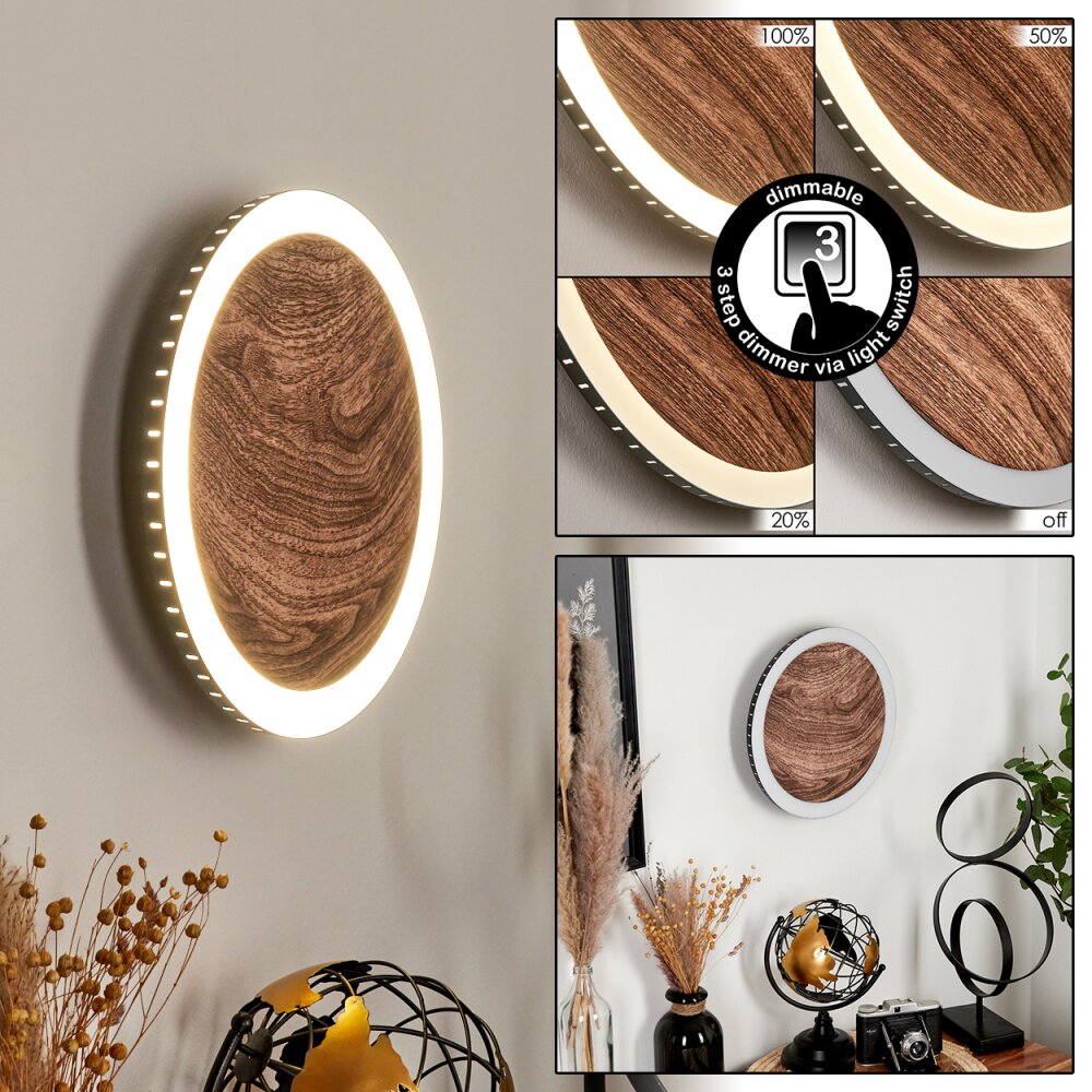 Rocha Muurlamp LED Bruin, houtlook, Zwart, 1-licht main product photo