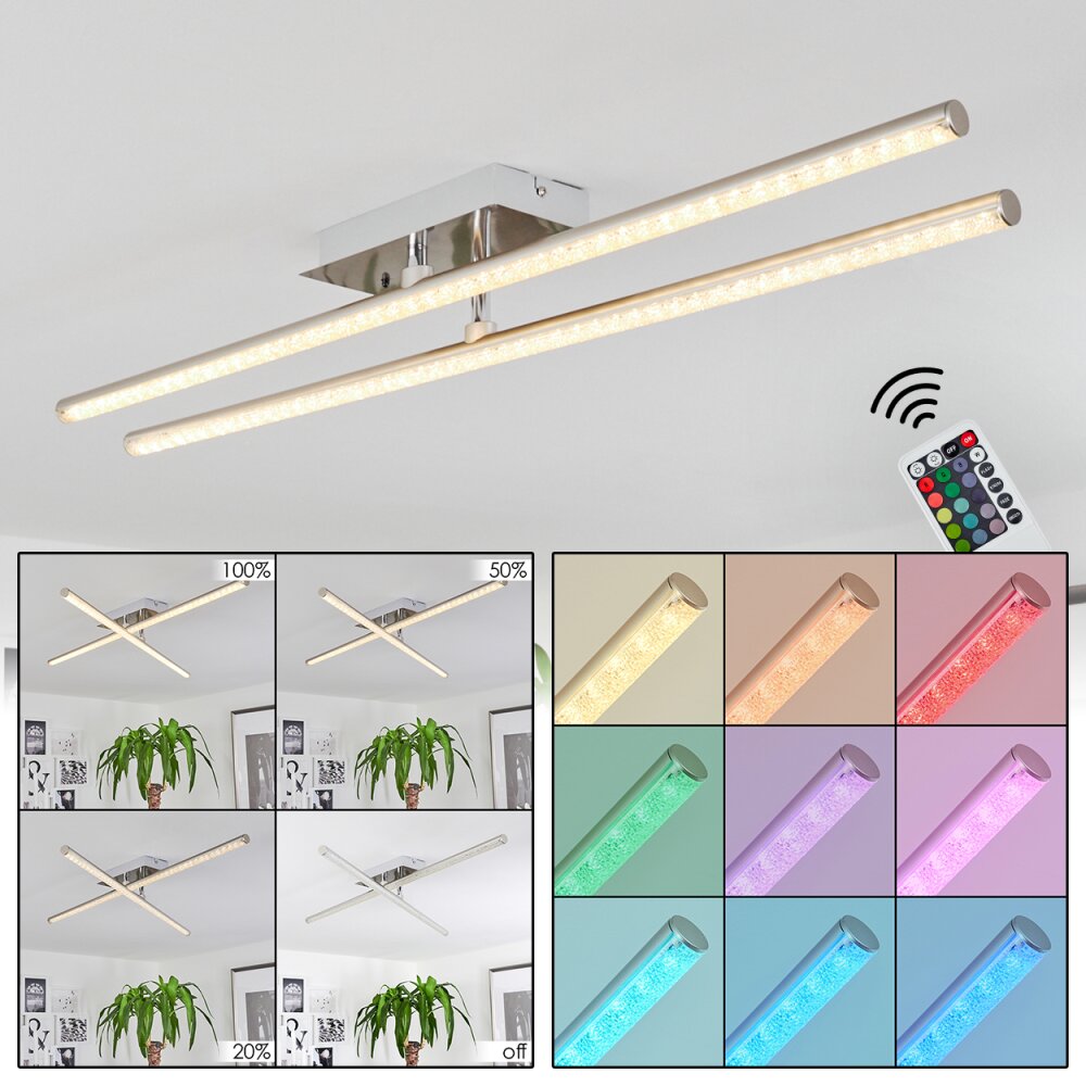 Noppa Plafondlamp LED Chroom, Nikkel mat, 2-lichts, Afstandsbediening, Kleurwisselaar main product photo