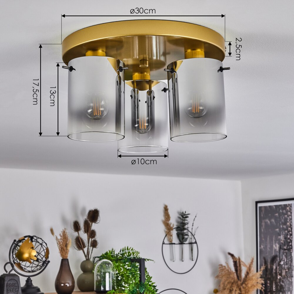 Vuoltu Plafondlamp Goud, 3-lichts