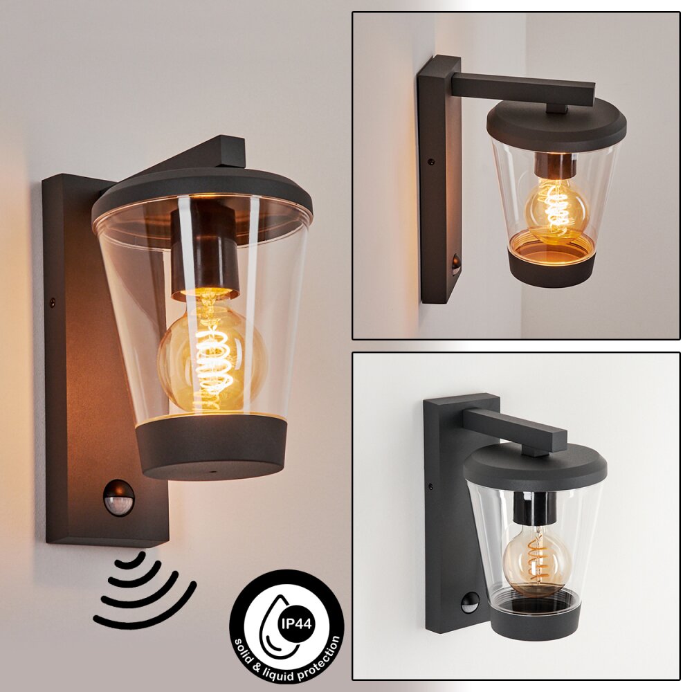Eloida Buiten muurverlichting Antraciet, 1-licht, Bewegingsmelder main product photo