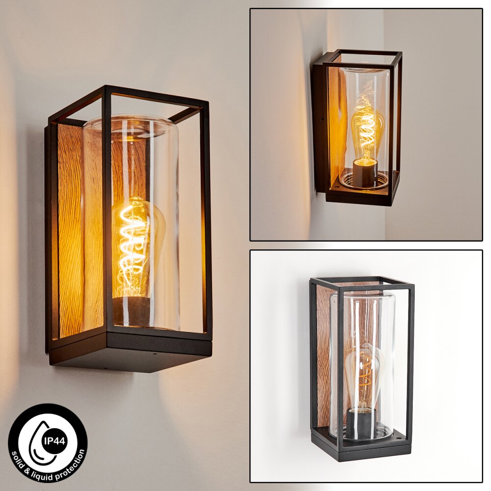 Palanga Buiten muurverlichting Bruin, houtlook, Zwart, 1-licht main product photo