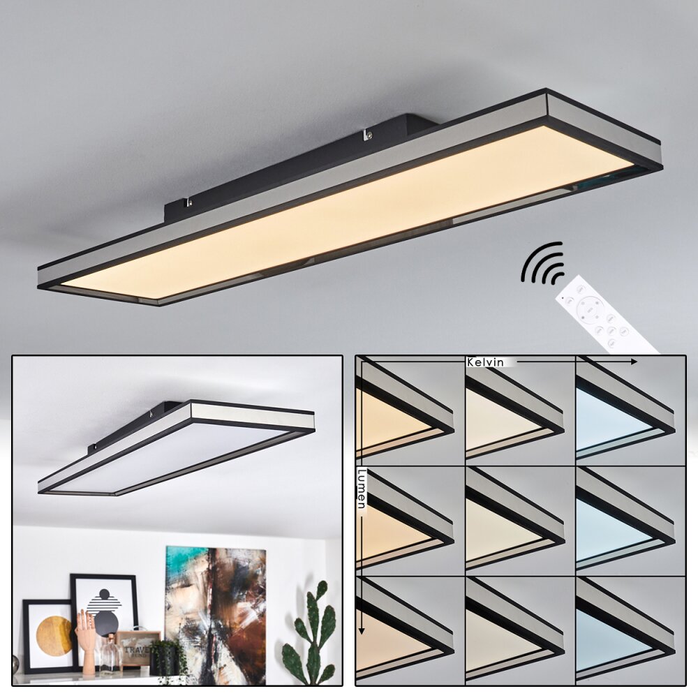 Nabbas Plafondpaneel LED Zwart, 1-licht, Afstandsbediening main product photo