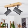 Javel Plafondlamp houtlook, Zwart, 2-lichts