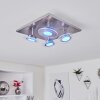 Marsen Plafondlamp LED Nikkel mat, 4-lichts, Afstandsbediening, Kleurwisselaar
