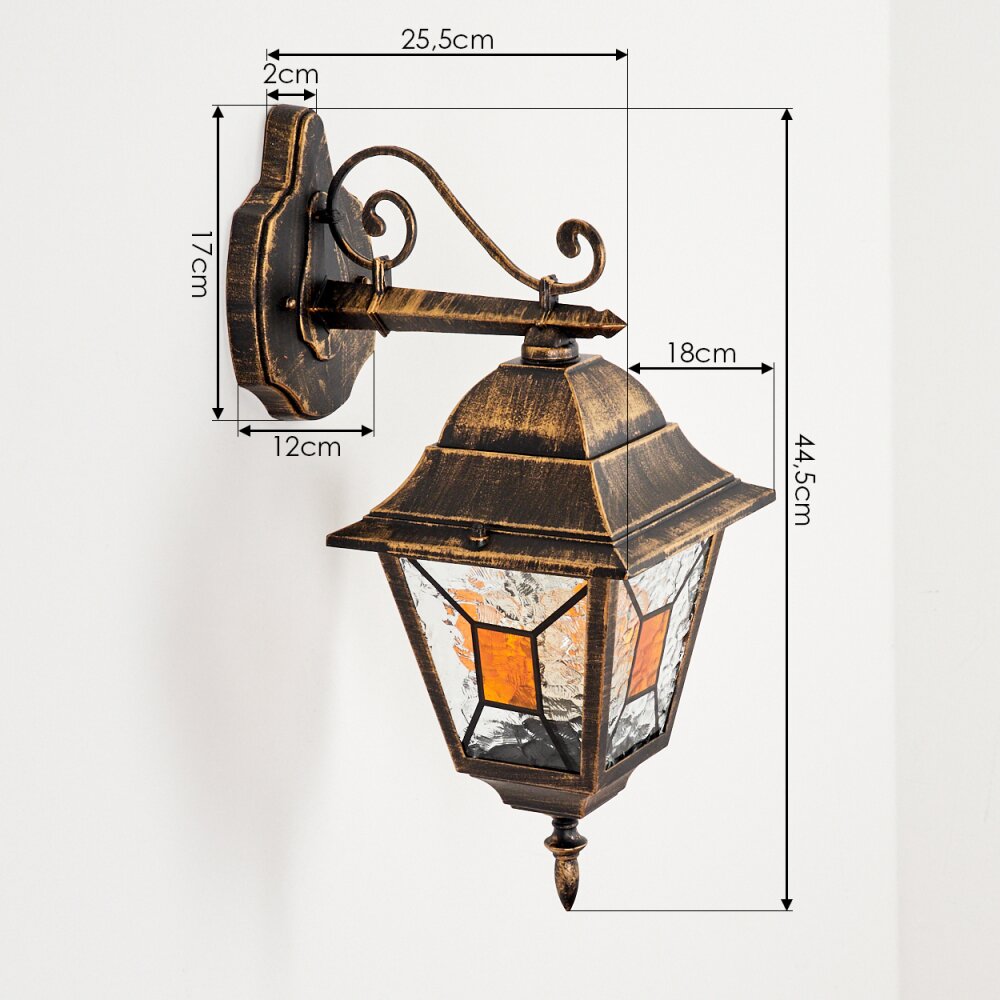 Halla Buiten muurverlichting Antiek, Goud, Zwart, 1-licht