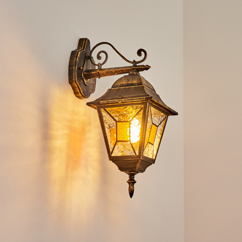 Halla Buiten muurverlichting Antiek, Goud, Zwart, 1-licht