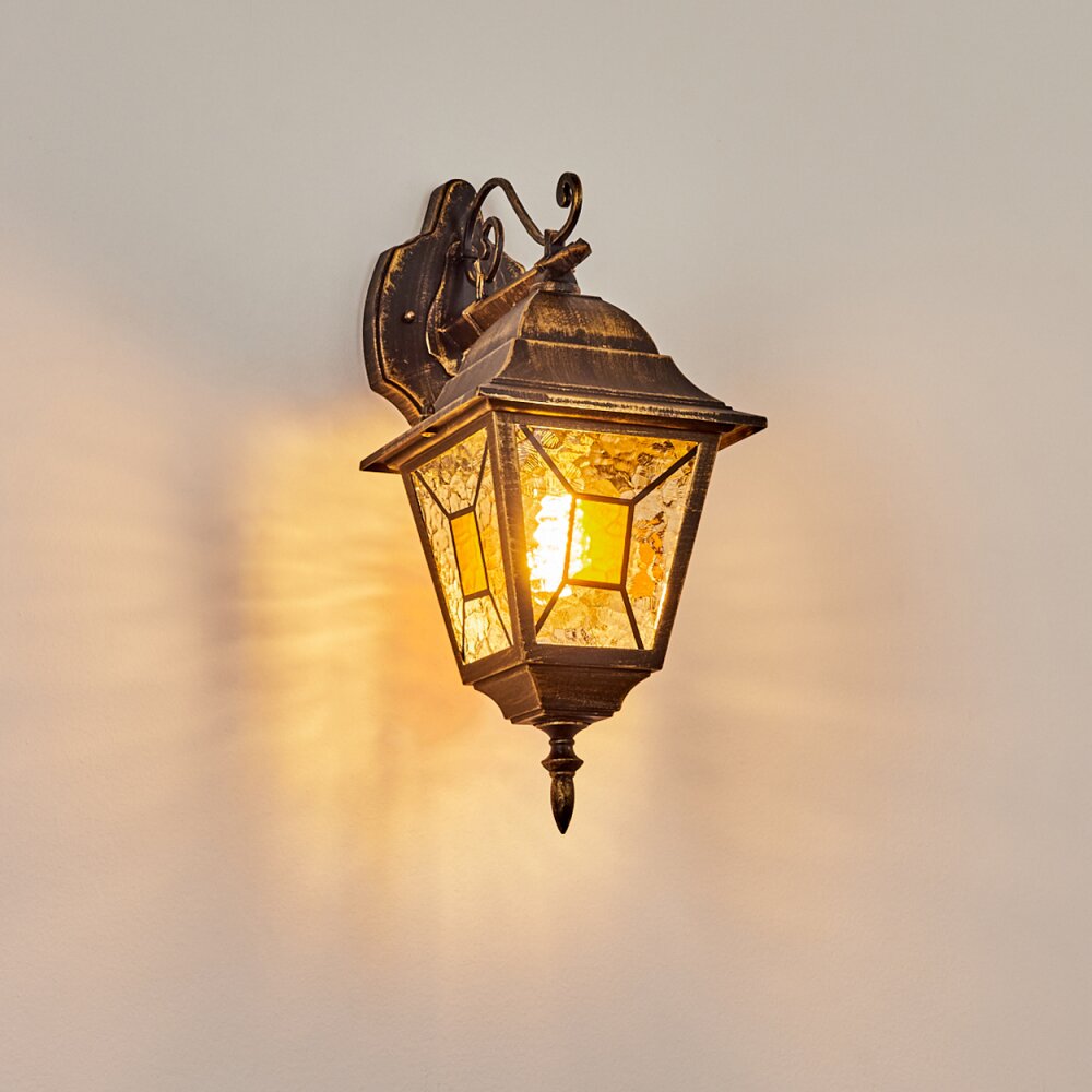 Halla Buiten muurverlichting Antiek, Goud, Zwart, 1-licht
