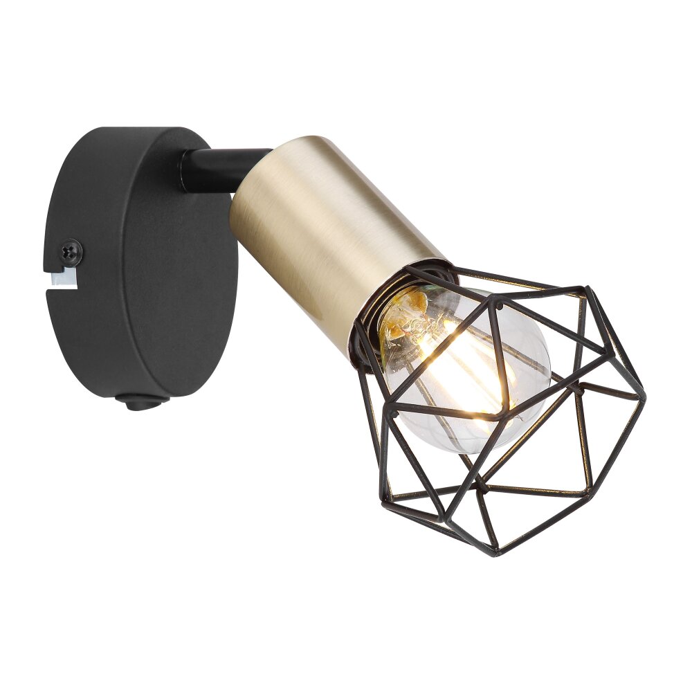 Globo XARA Muurlamp Oud messing, Zwart, 1-licht main product photo