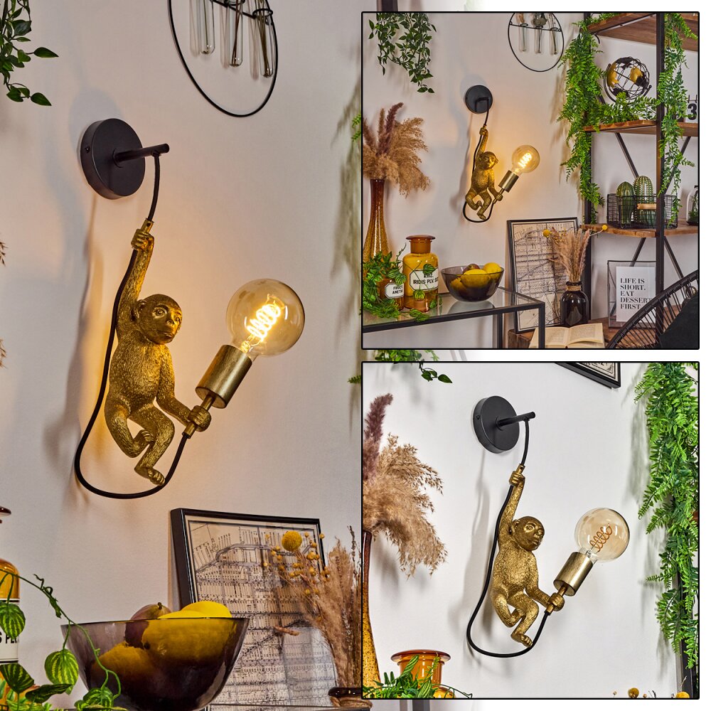Suardi Muurlamp Goud, Zwart, 1-licht main product photo
