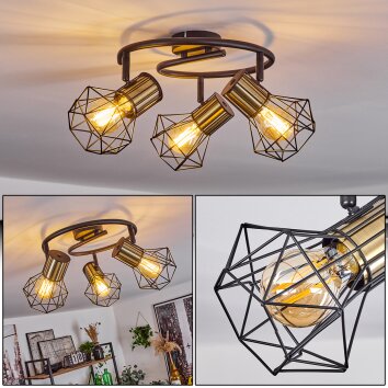Bardhaman Plafondlamp Zwart, 3-lichts