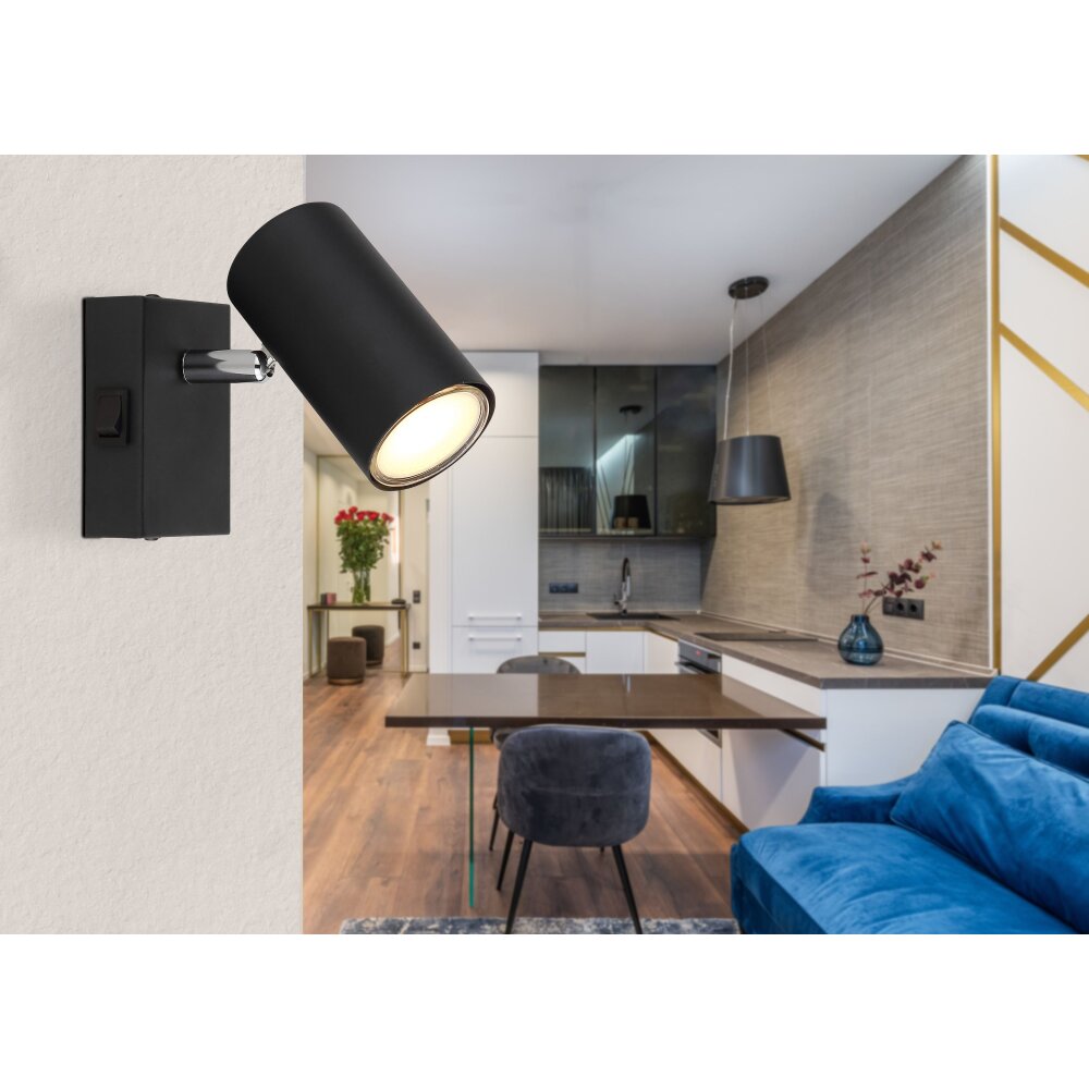Globo ROBBY Muurlamp Zwart, 1-licht main product photo