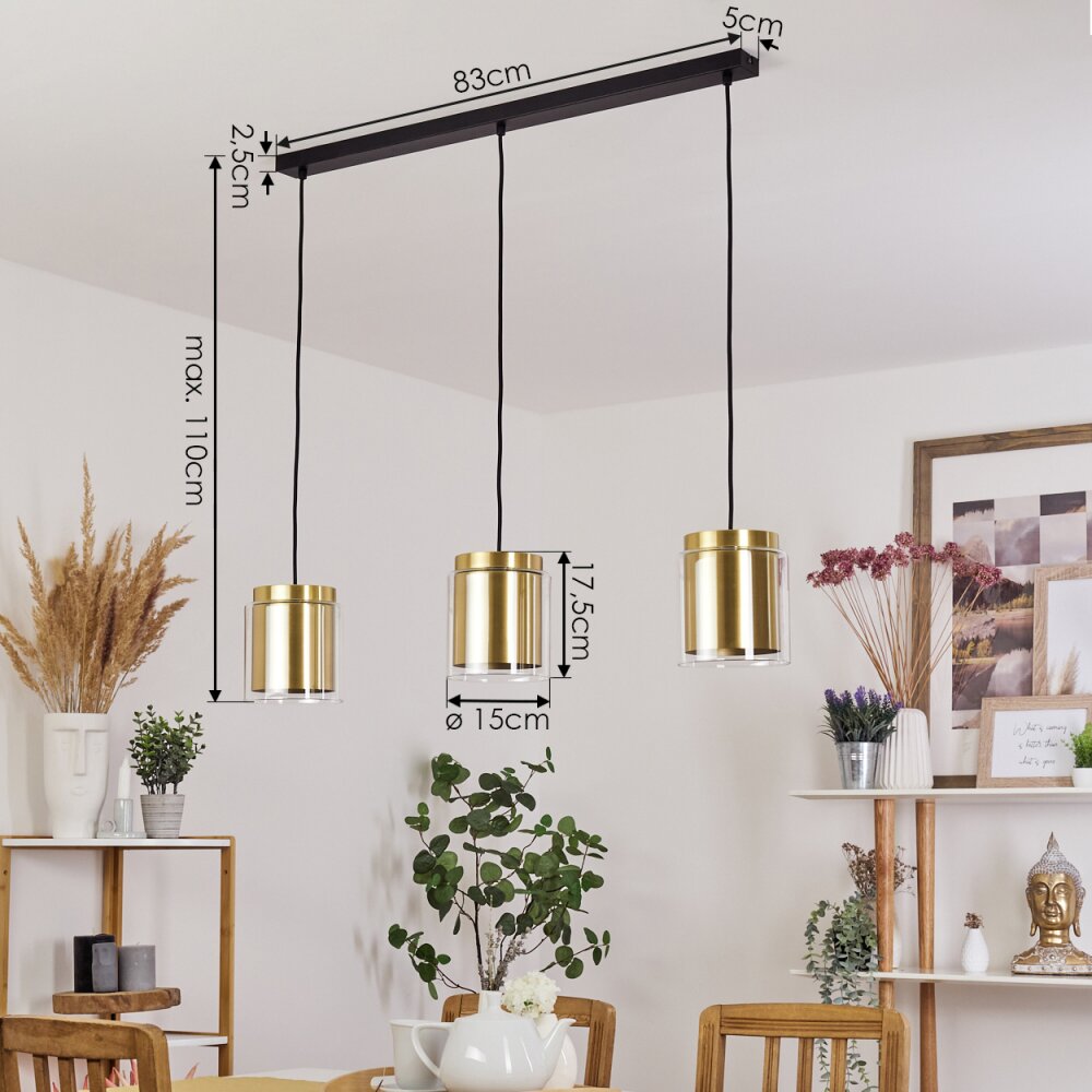 Pimeirol Hanglamp Zwart, 3-lichts