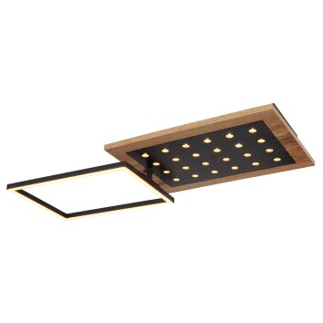 Globo JIMBO Plafondlamp LED Hout donker, Zwart, 2-lichts