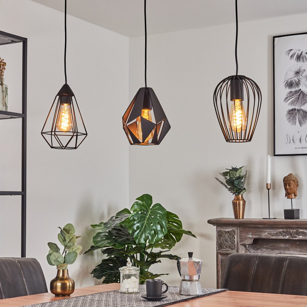 Aveloso Hanglamp Zwart, 3-lichts