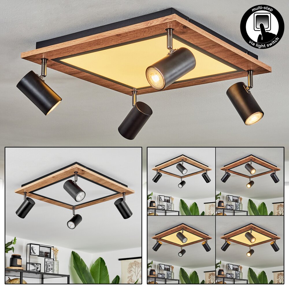 Sequeira Plafondlamp Bruin, Chroom, Zwart, Wit, 4-lichts main product photo