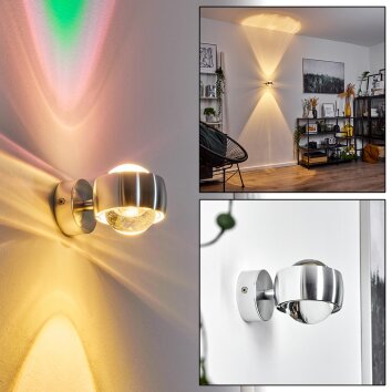 Sapri Muurlamp Zilver, 1-licht Sapri Muurlamp Zilver, 1-licht