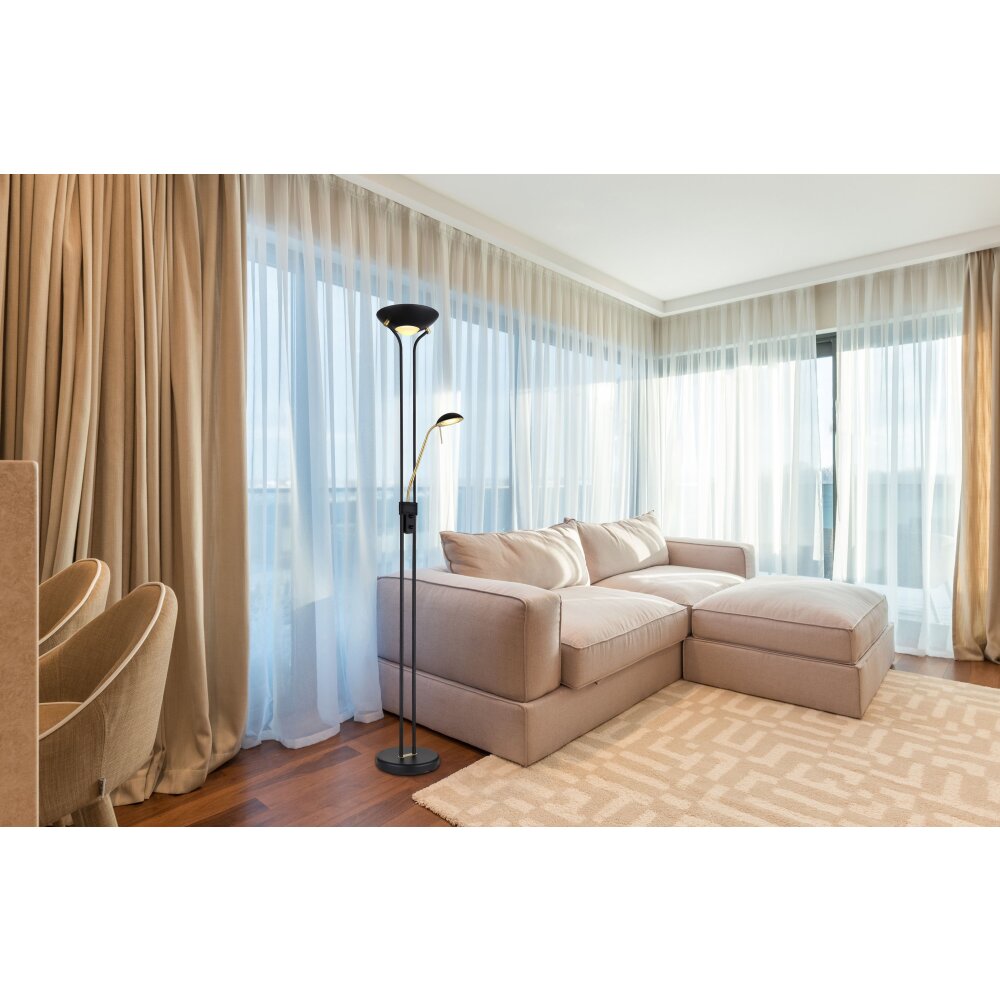 Globo LEONAS Staande lamp LED Messing, Zwart, 1-licht main product photo
