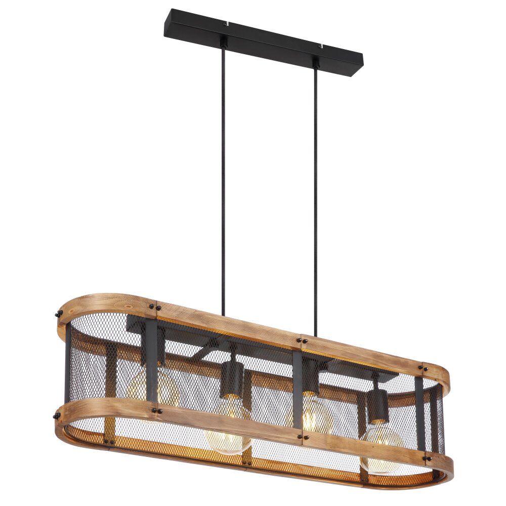 Globo JEANIE Hanger Hout donker, Zwart, 4-lichts main product photo