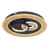 Globo CHESSY Plafondlamp LED houtlook, Zwart, Wit, 1-licht, Afstandsbediening