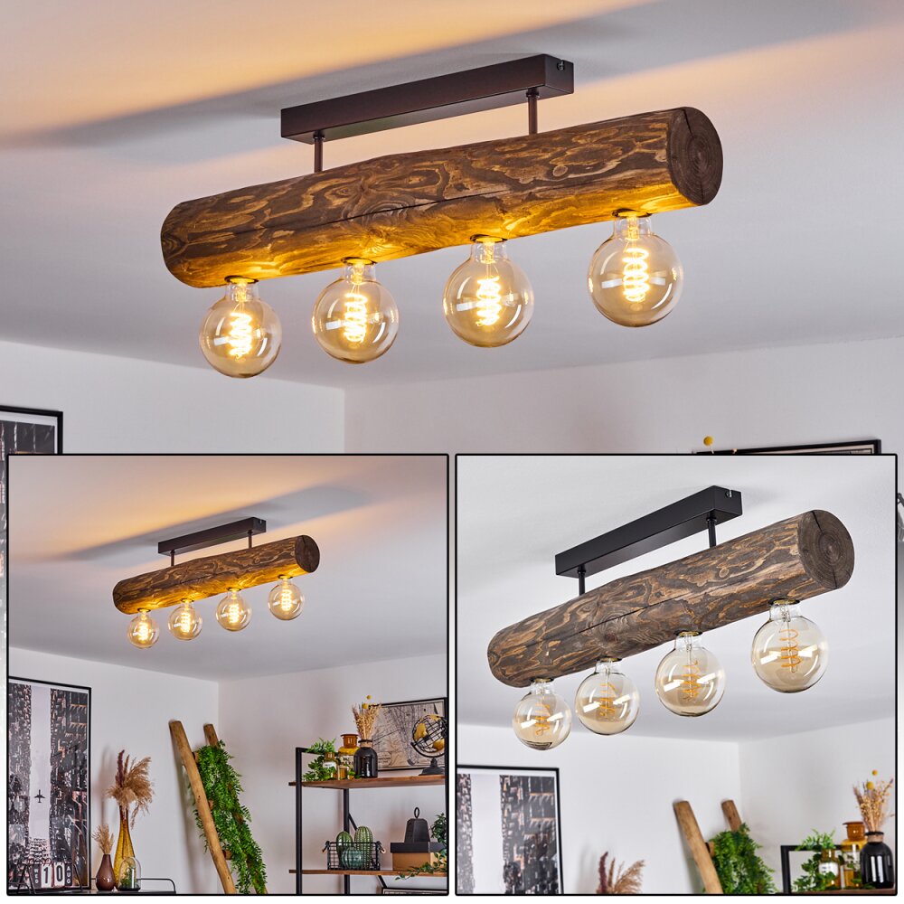 Canedo Plafondlamp Bruin, Natuurlijke kleuren, Zwart, 4-lichts main product photo