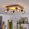 Bardhaman Plafondlamp LED Bruin, Chroom, houtlook, Zwart, 5-lichts