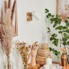 Javel Muurlamp Chroom, houtlook, Natuurlijke kleuren, 1-licht