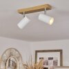 Javel Plafondlamp Chroom, houtlook, 2-lichts